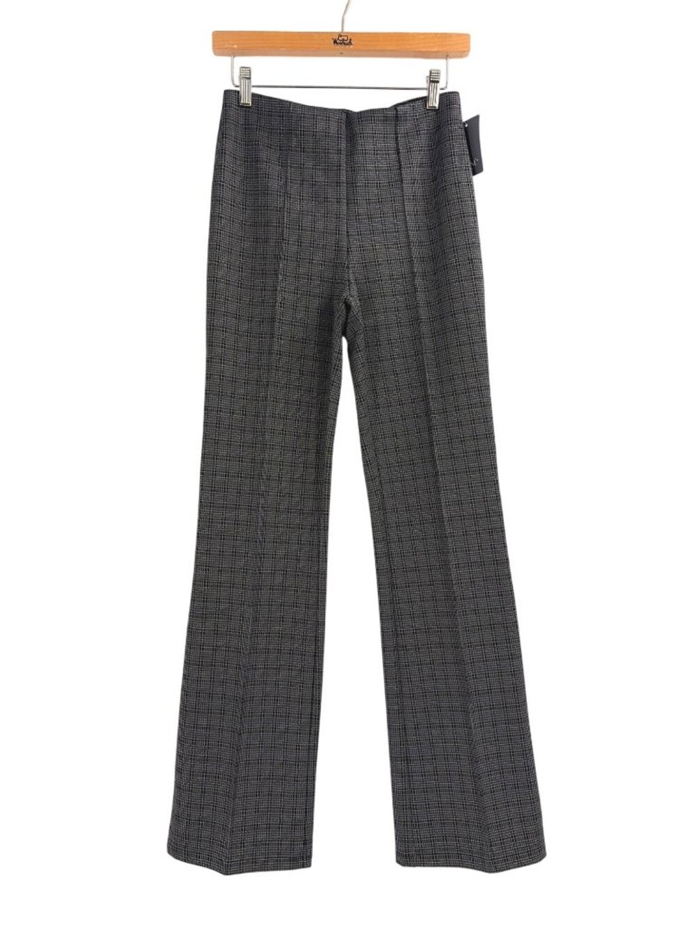 NWT Lysse Womens Medium Ponte Trousers Pull On Pants Tummy Control Plaid Gray